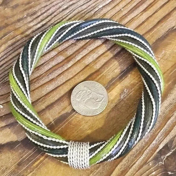 Twisted Rattan Bracelet Green Brown - Picture 4 of 7